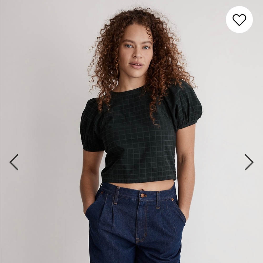 Madewell Corduroy Puff-Sleeve Button Back Top (NWT)